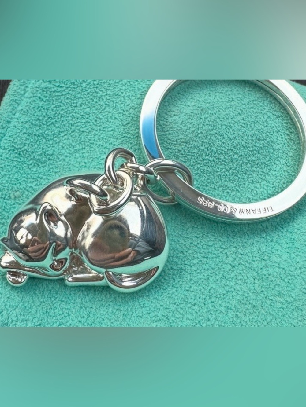 Tiffany & Co. Rare Sleeping Cat Key Ring 925 - Picture 7 of 7